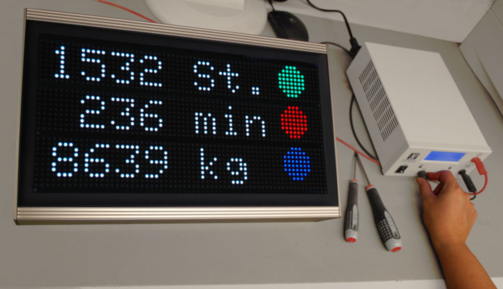 LED matrix display 32 x 64 LEDs, Indoor, pixel pitch 6 mm, interface: ethernet + analogue 0-10 V