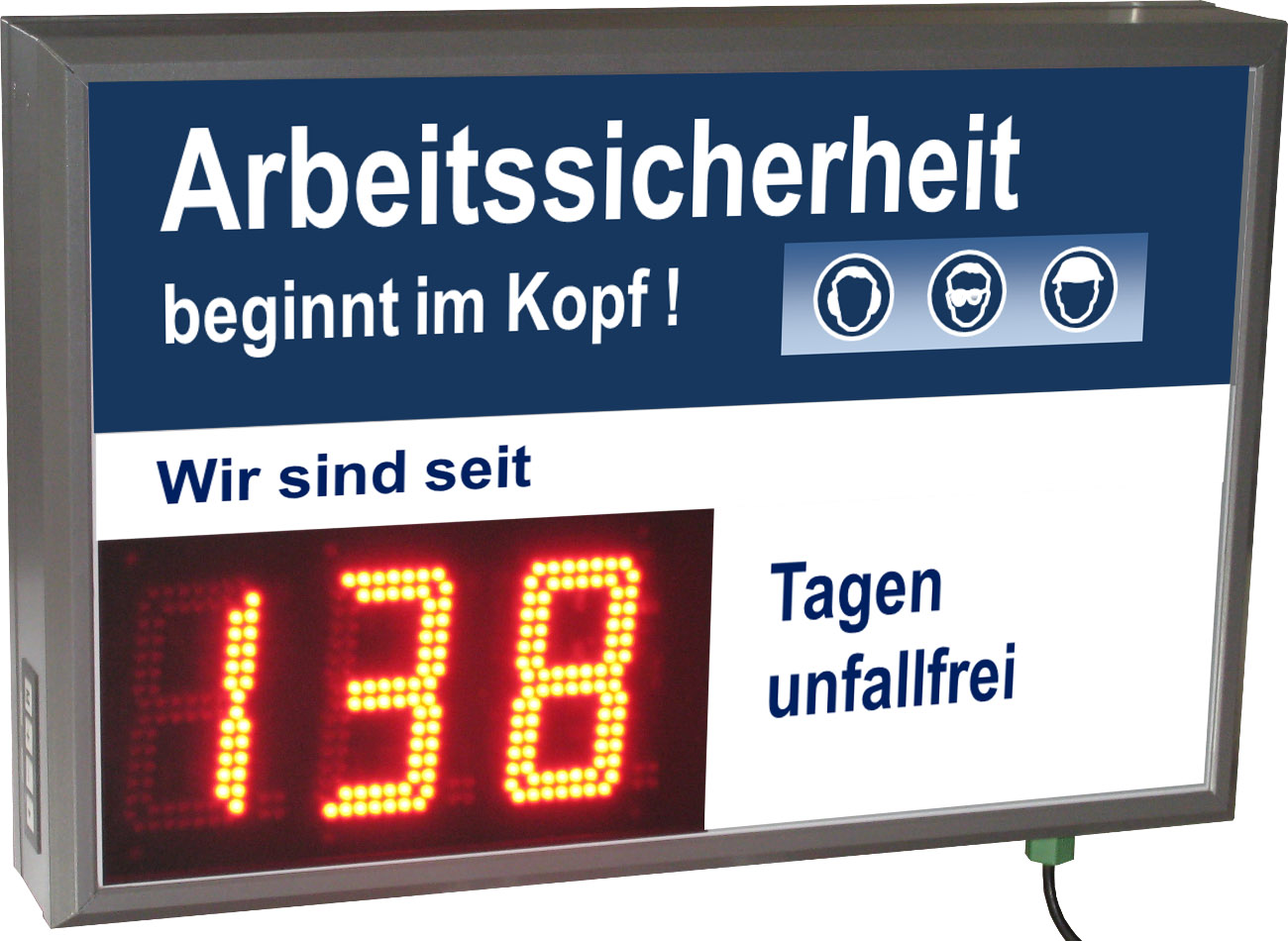 LED display work safety, day counter, outdoor selectable label