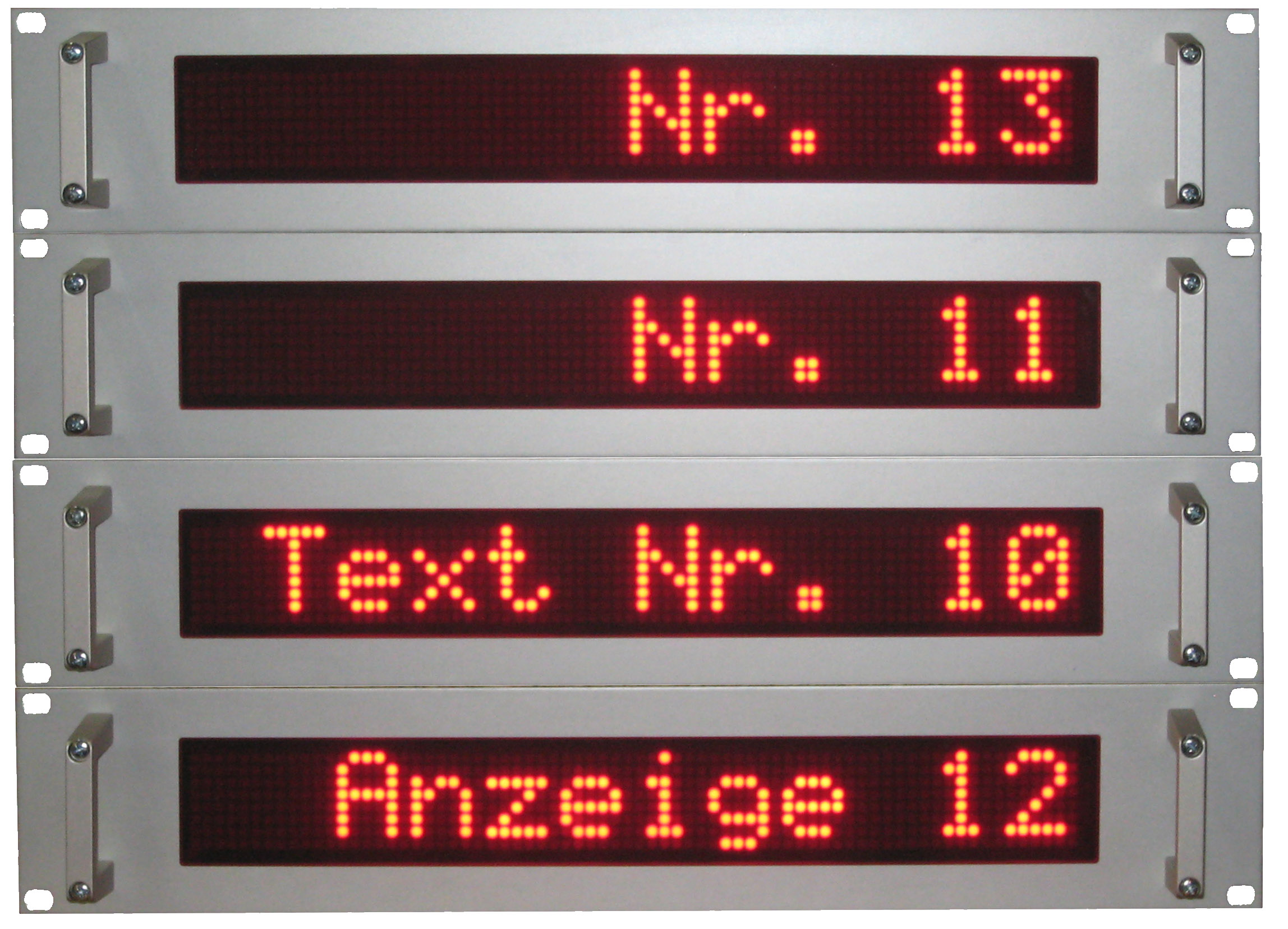 Modular LED text display, 19 inches installation housing, character height 60 mm