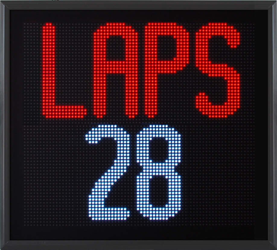Lap counter, LED display, character height 180 mm, multicolor